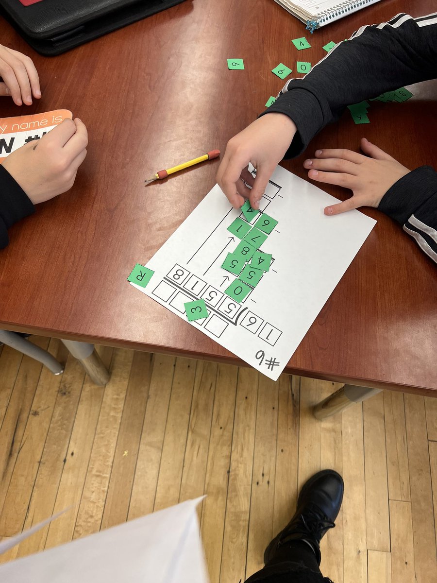 MsFarrey5F's tweet photo. Practicing long division with our partner for the first time using templates and number tiles to help us #5thgrade #math https://t.co/gow74PHizu