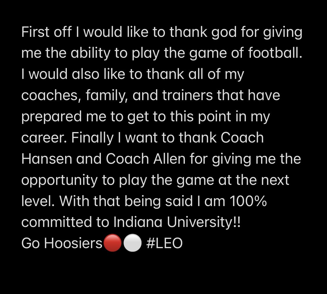 Reece Bellin (@bellinreece) on Twitter photo 100% Committed!! <a href="/IndianaFootball/">Indiana Football</a> @CoachAllenIU <a href="/coachryanhansen/">Ryan Hansen</a> <a href="/coachhenry8/">Adam C Henry, Ed.D</a> @SWiltfong247 <a href="/EzeObiora2/">Coach Eze Obiora 🇳🇬</a> @coach_hebert 100% Committed!! <a href="/IndianaFootball/">Indiana Football</a> @CoachAllenIU <a href="/coachryanhansen/">Ryan Hansen</a> <a href="/coachhenry8/">Adam C Henry, Ed.D</a> @SWiltfong247 <a href="/EzeObiora2/">Coach Eze Obiora 🇳🇬</a> @coach_hebert