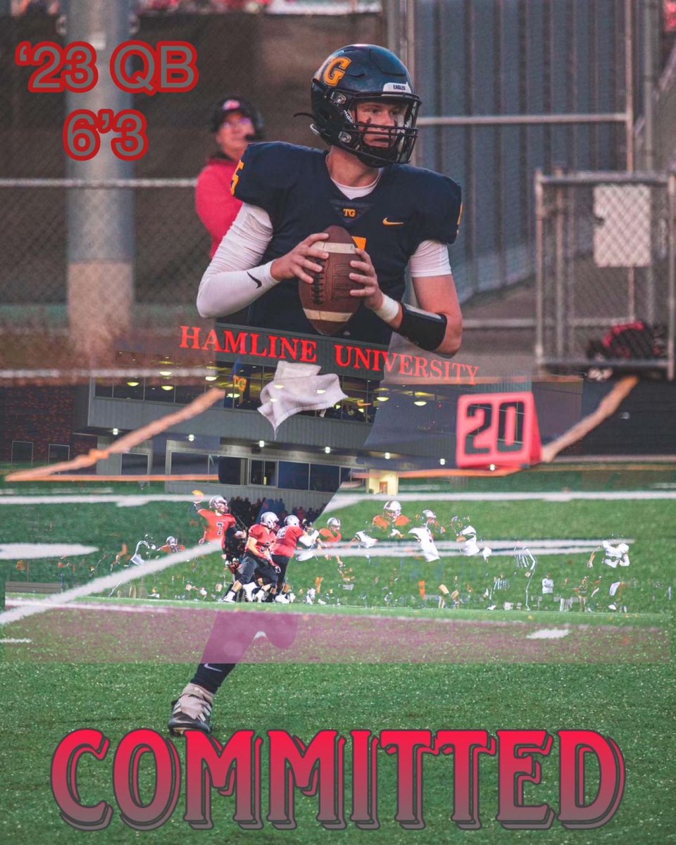 I would like to announce my commitment to Hamline University!! Thank you family,friends and coaches for everything you have done for me!! Thanks to Coach Taylor and the rest of the staff!! <a href="/HamlineU/">Hamline University</a> <a href="/CoachGreenie/">CoachGreenie</a>