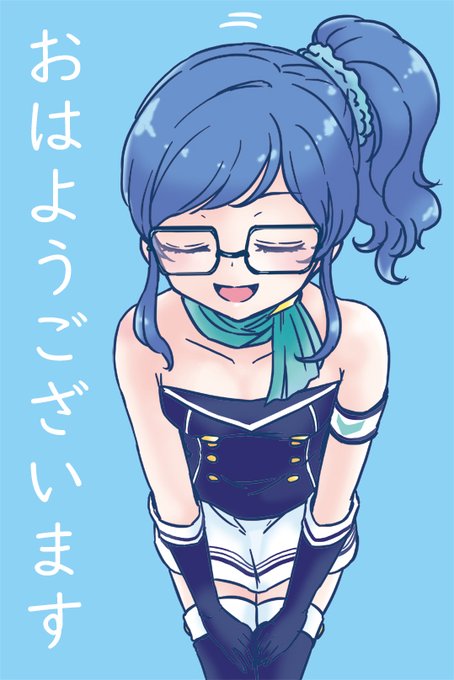 「blue thighhighs gloves」 illustration images(Latest)