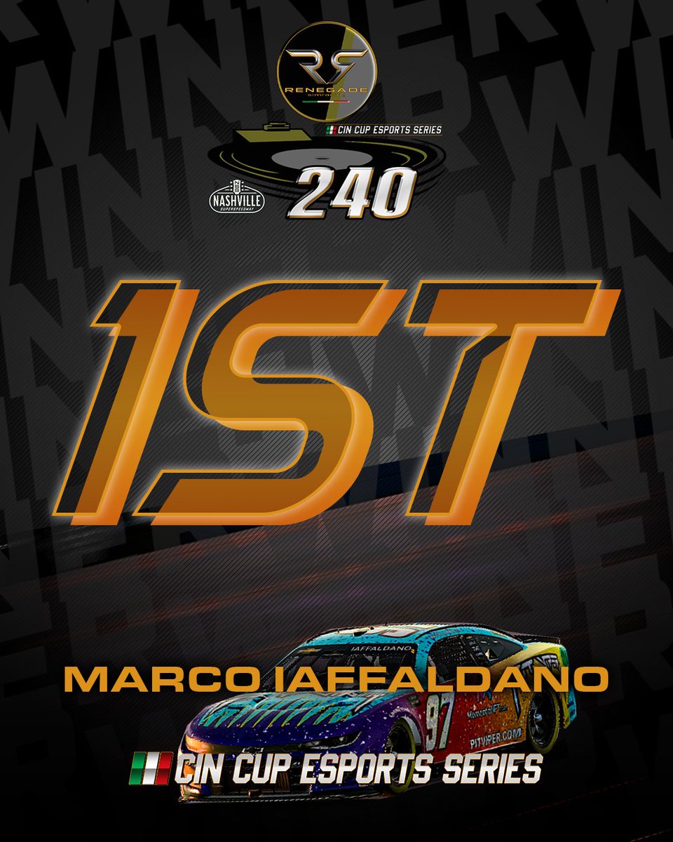 <a href="/MarcoIaffa/">Marco Iaffaldano</a> Vince la EP Lab Simracing Nashville 240!

i-cin.it/index.php/comp…

#esports #cincupesportsseries #cin #nascarracing #iracing #campionatoitalianonascar #simracingleague