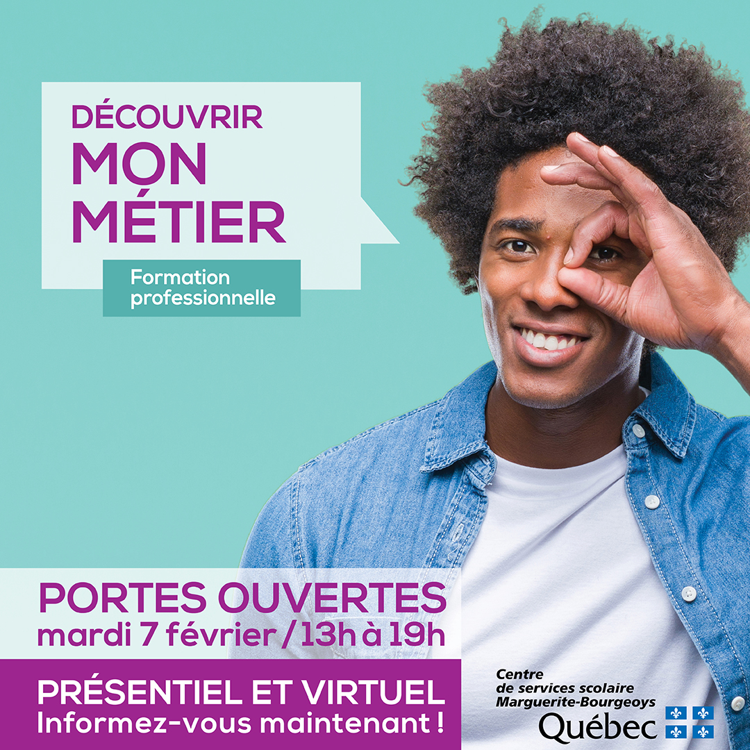 csmbourgeoys's tweet photo. 📢 Ne manquez pas ce rendez-vous : portes ouvertes de la formation professionnelle #CSSMB le 7 février 2023 de 13 h à 19 h, en présentiel et en virtuel !
👉🏻 https://t.co/ysYY8QQTSS
#PortesOuvertes #FormationProfessionnelle https://t.co/JdiYfA1ehr