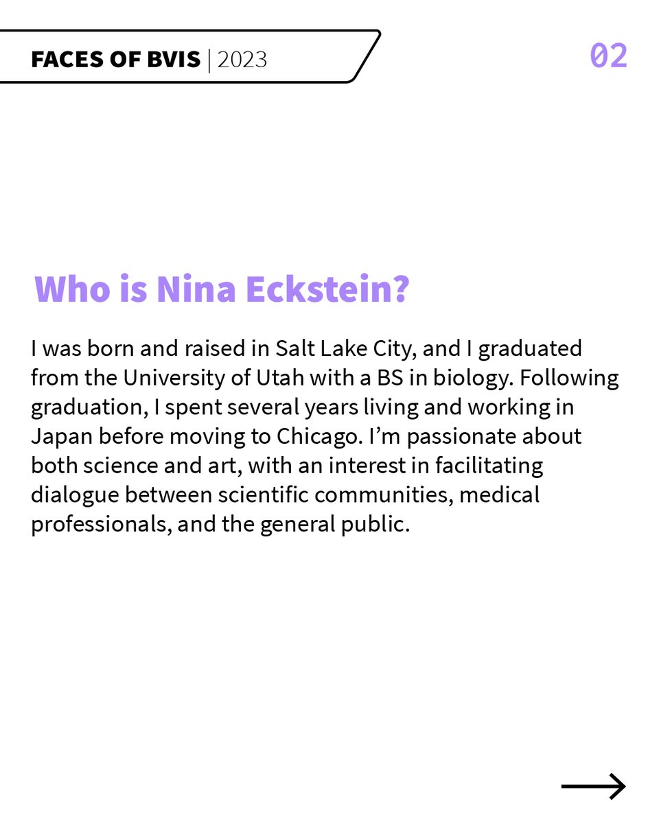 Faces of BVIS is a feature that spotlights our talented second-year students. Meet Nina Eckstein! Follow this link to see the full post with their art: instagram.com/uic_bvis/ #facesofBVIS #SciComm