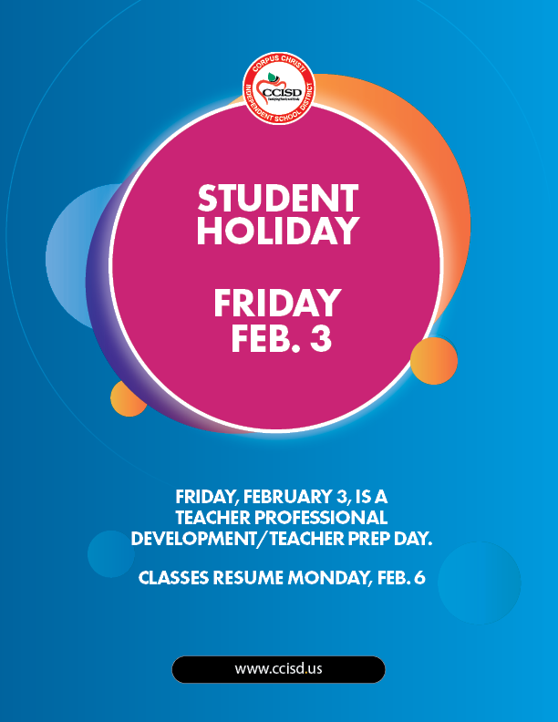 Friday, Feb. 3 is a student holiday. Classes resume Monday, Feb. 6. 📚