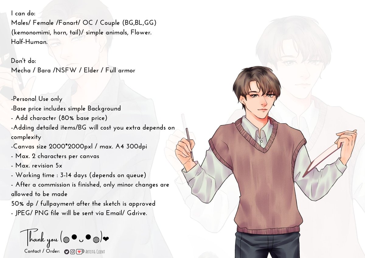 🌸Vvivon Commission  🌸

Hi! My commission is open again ^^  
Please kindly check it and you can DM me if you're interested or have any questions

_Thank you (◍•ᴗ•◍)❤_