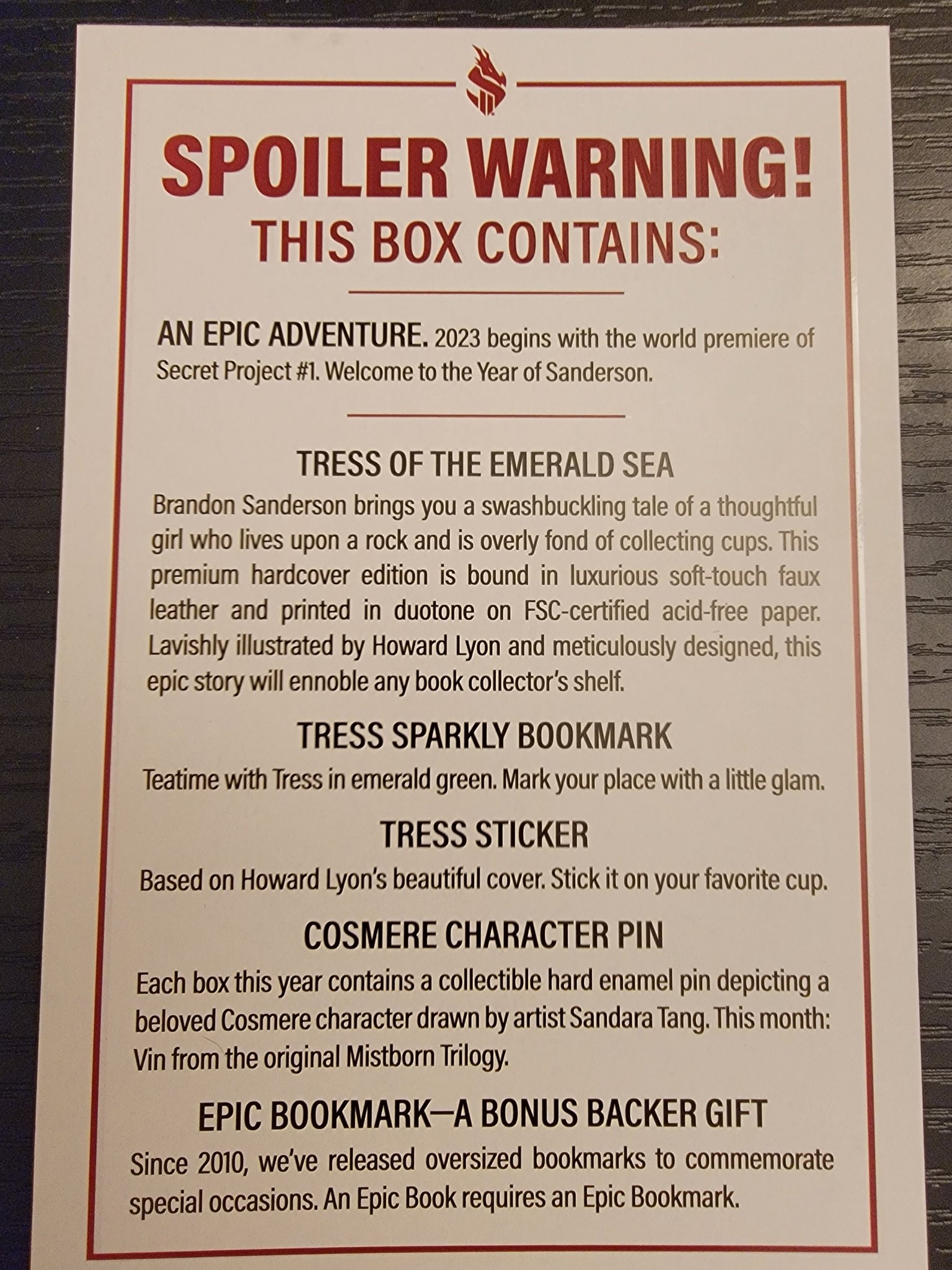 Berthkgar v/ on Twitter "Got my first box from the Brandon Sanderson Kickstarter! It's so