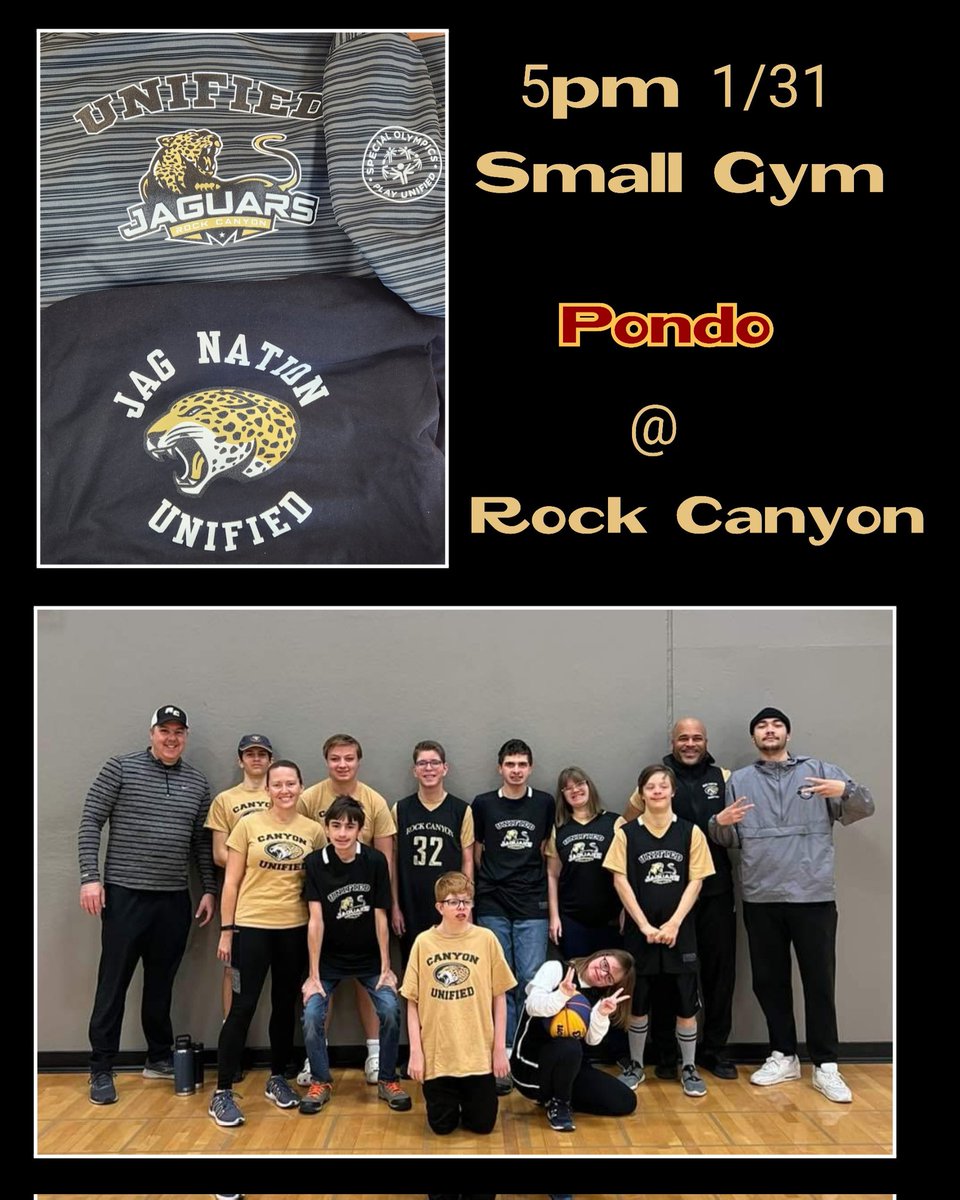 Game Time tomorrow 1/31/23 5pm small gym. Canyon Unified vs @UnifiedMustangs so come support  your Jags! #JagNation #WeRJustLikeU #DontDisMyAbility #ChooseToInclude