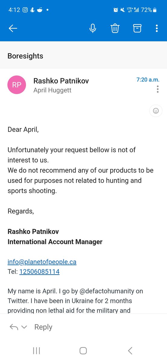 I contacted <a href="/Sightmark/">Sightmark</a> to try and get wholesale pricing, and they said "Unfortunately your request below is not of interest to us..."

I thought, ok, they must have to say this, but then I saw they market their stuff as #tactical gear

 What's it really about?

#StandWithUkraine
