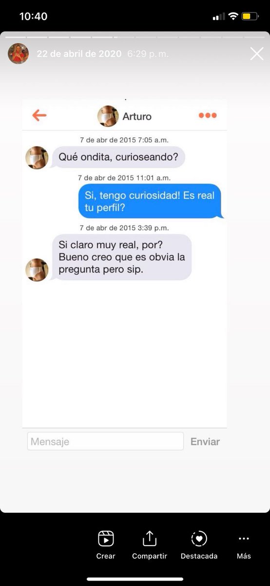 holguina's tweet photo. @sofdel @canciondebruma jajaja, fue de mis primeras experiencias en Tinder... esta fue nuestra platica https://t.co/kK1csRxWG9