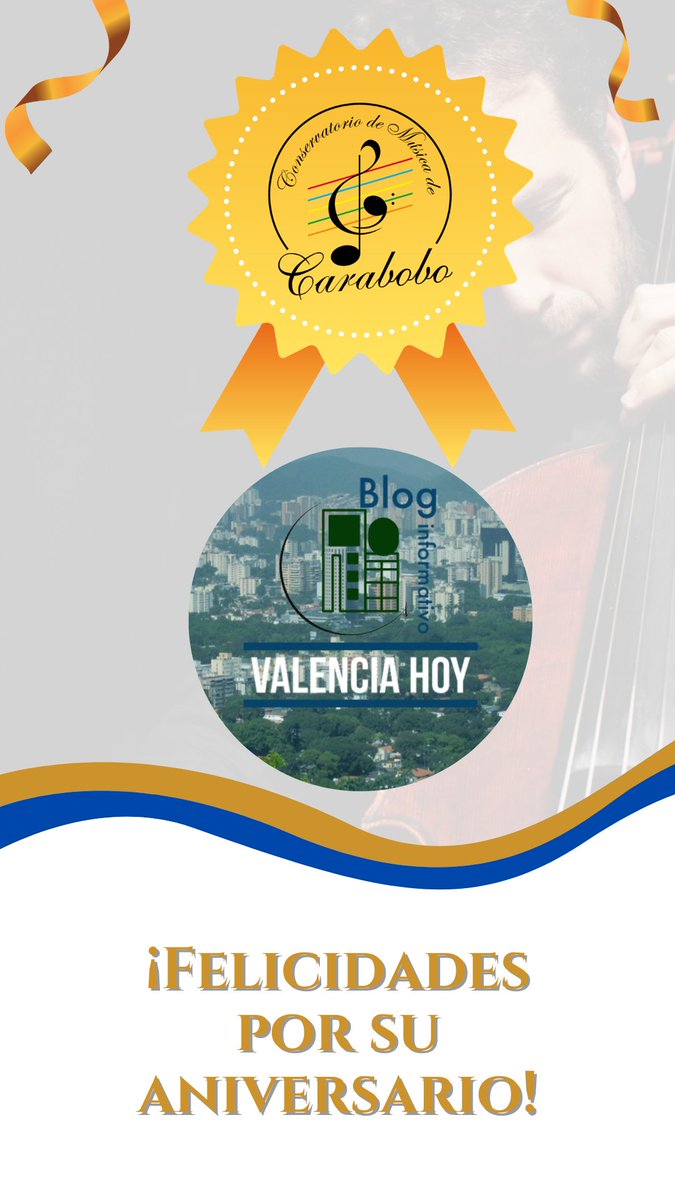 consermucacmc's tweet photo. Felicitamos al Blog Informativo "Valencia Hoy" @valenciahoy  en su décimo tercer aniversario.
Agradecemos su apoyo en la difusión de las actividades académicas y artísticas de nuestra institución, así como su valioso aporte a favor de la cultura en nuestra región. https://t.co/EAViyG3qYB