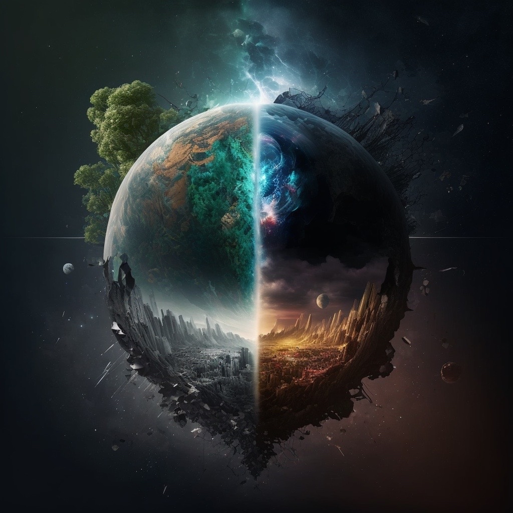 NewEarthCanvas's tweet image. The battle between good and evil rages on, but it's up to us to choose which side we stand on. #GoodVsEvil #ChooseYourSide #StandForWhatIsRight #InnerConflict #MoralCompass"
