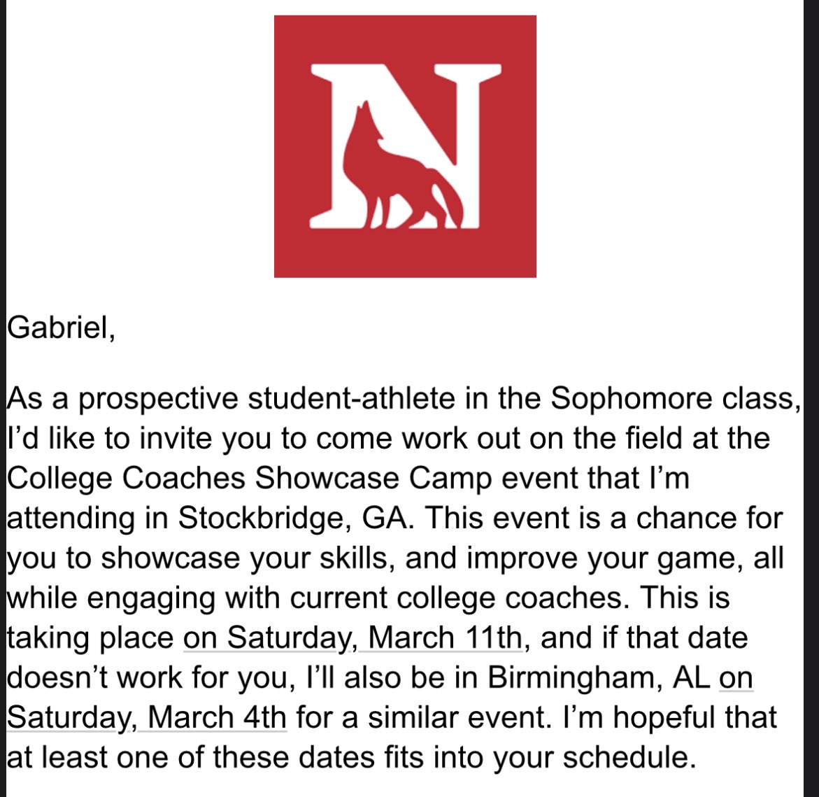 I would like to thank <a href="/CoachKnightNC/">Todd Knight</a> and Todd Varn for the college showcase camp invite <a href="/Newberry_FB/">Newberry College Football</a>