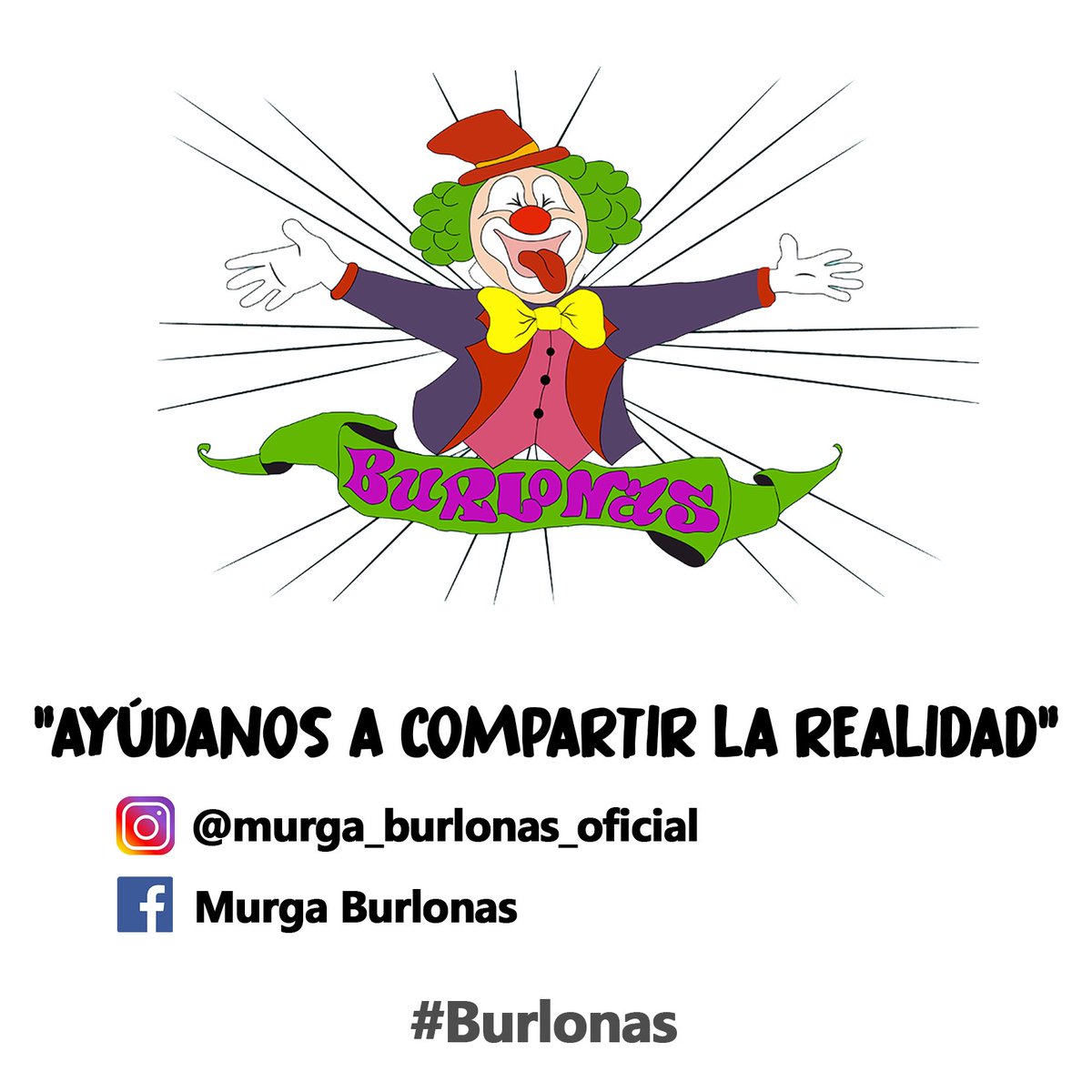 Ayúdanos a compartir la realidad.

#Burlonas #murgassc1 #compartelarealidad 
<a href="/HGonar/">Humberto Gonar</a> <a href="/FiestasStaCruz/">Santa Cruz Fiestas</a> <a href="/BermudezSCT/">José Manuel Bermúdez</a> <a href="/alfonso_cabello/">Alfonso Cabello</a> <a href="/Lolita_Pluma/">🇮🇨Lolita_Pluma🇮🇨 </a> <a href="/mdaswani/">MANOJ DASWANI 🏴󠁧󠁢󠁳󠁣󠁴󠁿</a> <a href="/juanjo_ramos/">𝑱𝒖𝒂𝒏𝒋𝒐 𝑹𝒂𝒎𝒐𝒔</a> <a href="/PedroMengibarTF/">Pedro Mengibar</a> <a href="/MurgasCanarias/">Murgas Canarias</a> <a href="/murgueromajader/">Murguero Majadero </a>