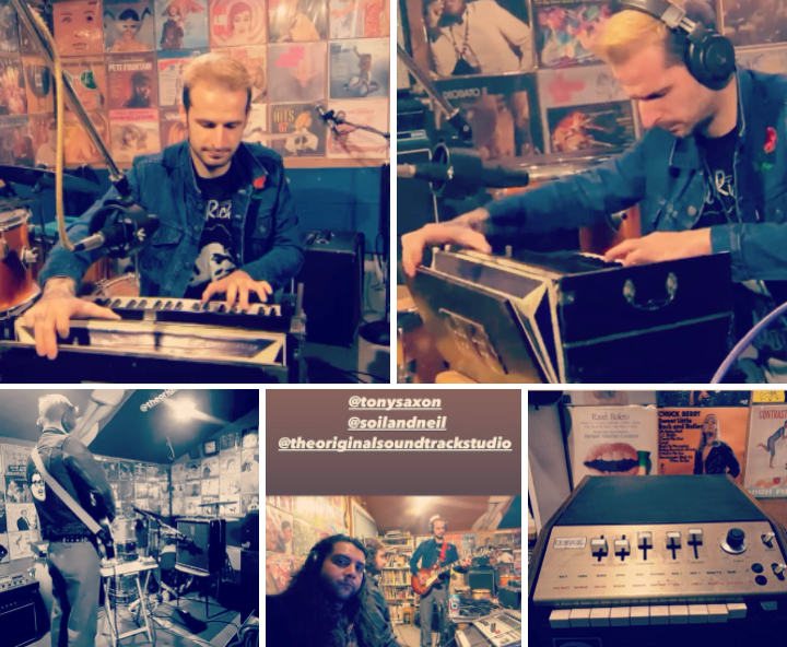 TheOrigSndtrk's tweet photo. #Rocknsoul star #TonySaxon, in The Original Soundtrack Studio, laying down #harmonium and #fuzzguitar on the #NeilSoiland sessions.
Somehow, Tony worked our #Univox #MiniPops drum machine into the act as well.
With Ricky engineering.
#originalsoundtrack
#recordingstudio https://t.co/qibL5Y7AO6