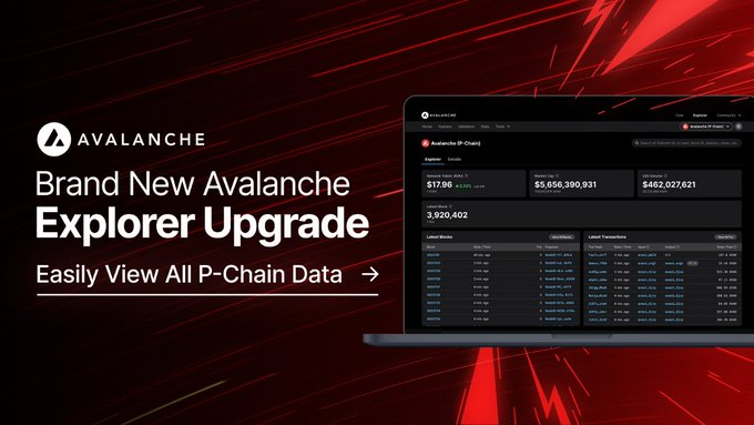 Team1VN's tweet photo. Avalanche Explorer được nâng cấp hoàn toàn mới cho tất cả dữ liệu P-Chain!

Tất cả các chi tiết P-Chain được cải tiến để ai cũng có thể phân tích tất cả hoạt động liên quan đến validators, delegators, staking, Subnets, v.v.

Xem thêm⬇️:
https://t.co/oYguzPJDep https://t.co/hf6SD9GGmT