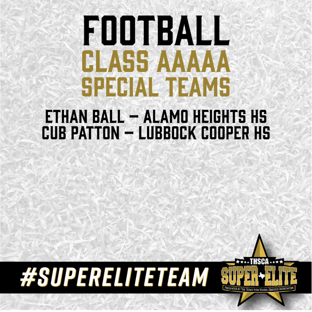 Congratulations to the first-ever THSCA Football Class AAAAA #SuperEliteTeam!🔥 Each of these athletes have made the Super Elite Team based on their exemplary athletic achievements this season.

thsca.com/super-elite-te…