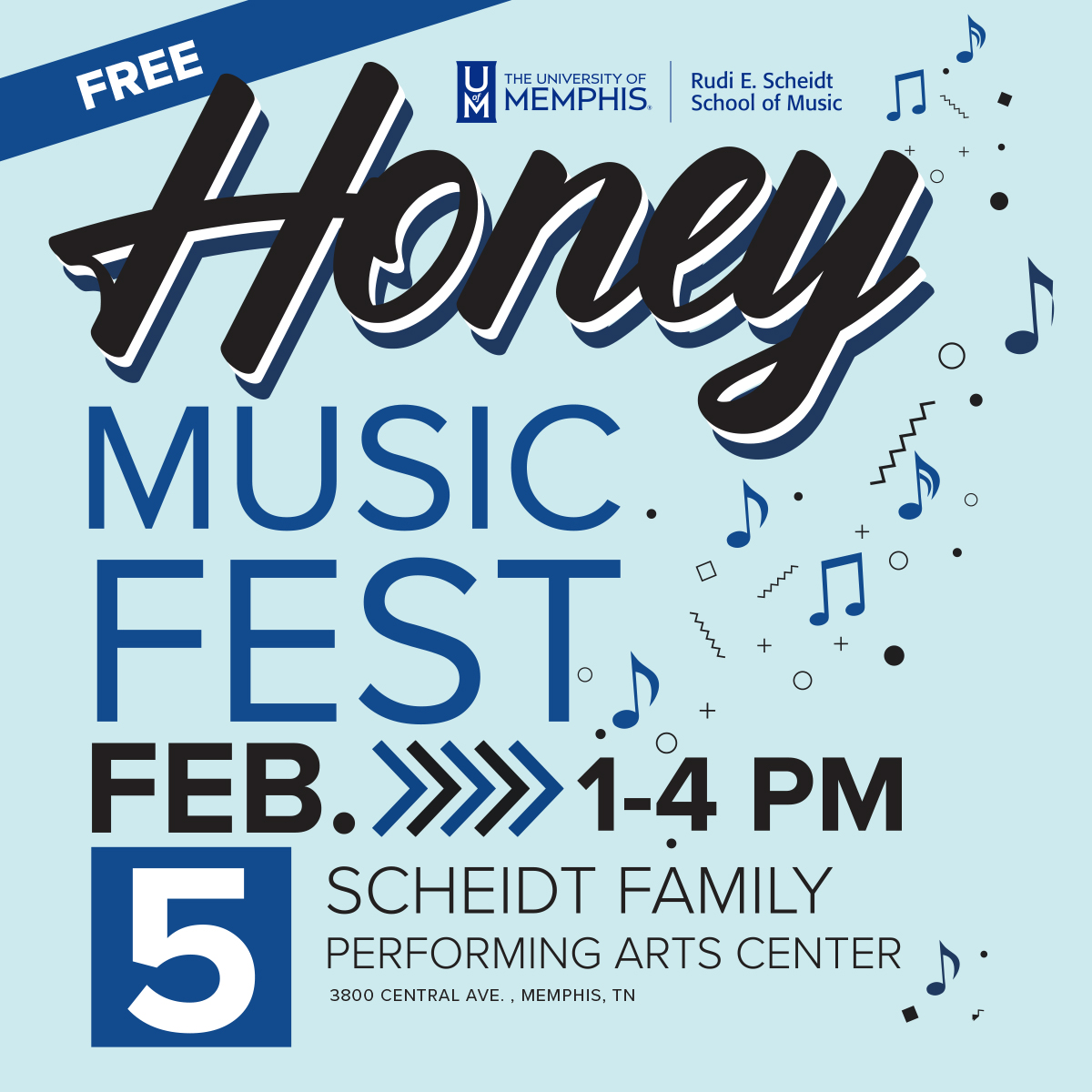 Come hear your Mighty Sound of the South Pep Band THIS Sunday at the Honey Music Festival! This FREE community music festival features multiple stages and yours truly for a fun, family friendly afternoon.  #MightySound #YeaBand  #ScheidtSchool #ThisIsMemphis #GoTigersGo