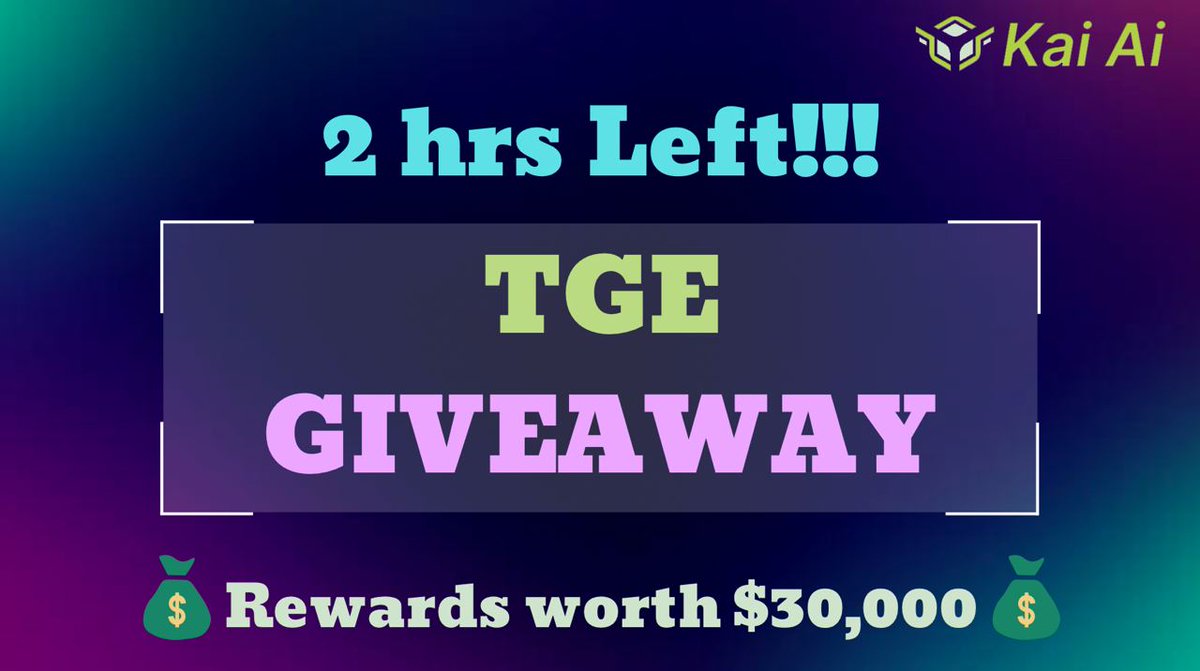KaikenKaiai's tweet photo. 🚨Kai-Ai TGE Giveaway🚨

Less than 2Hrs left⌛

🥳To celebrate the TGE, we will be rewarding Kai-Ai tokens to the winners of this campaign from a pool worth $30,000.💰

participate here - https://t.co/QXdNnmuIEg

stay tuned and follow us to keep yourself updated!!! https://t.co/u5NVcOEjpt
