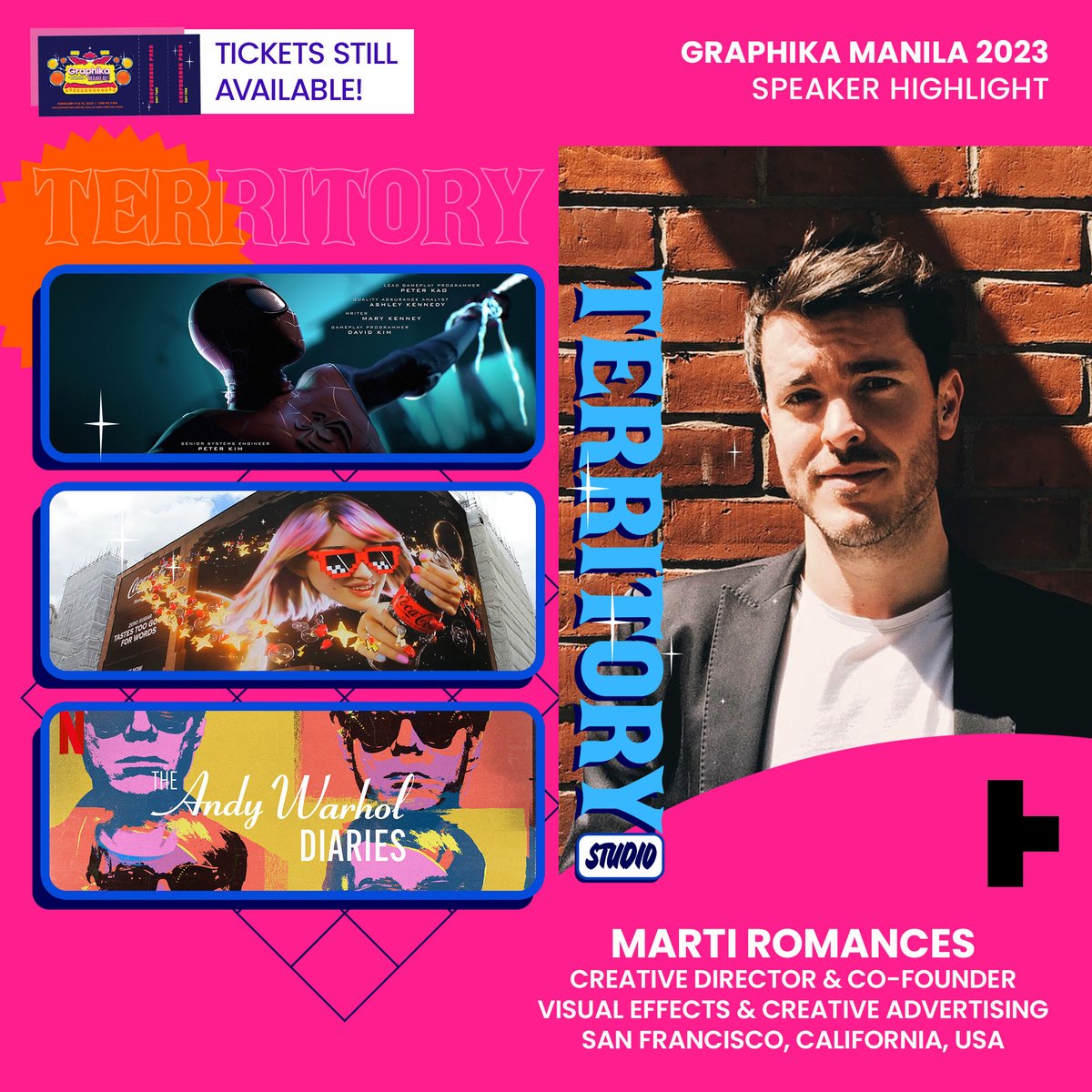 Territory Studio @territorystudio is an international multidisciplinary boutique design agency. Marti, its co-founder will be joining 11 other amazing speakers in Graphika Manila 2023 at the SMX Convention Center, Pasay on February 11 &amp; 12, 2023. Tickets: graphikamanila.com