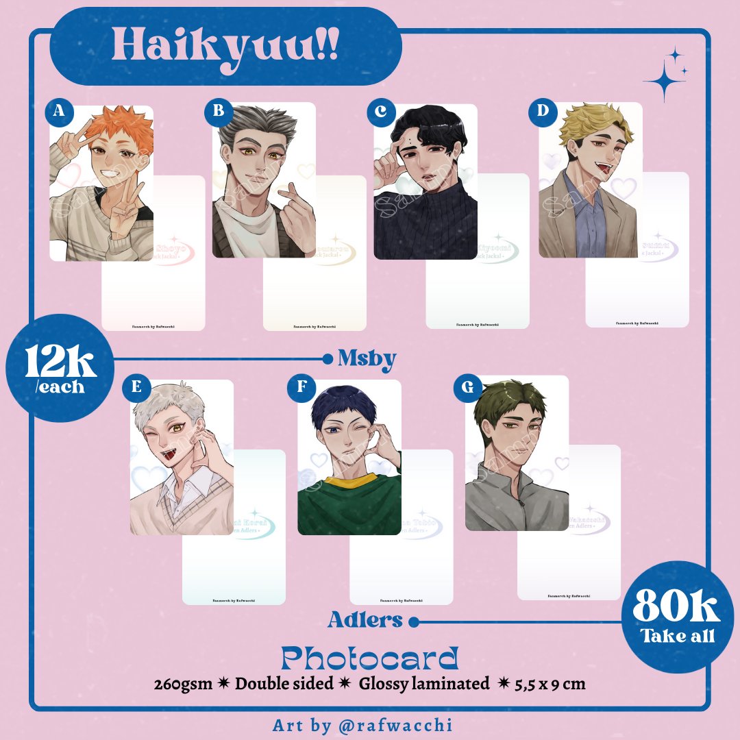 [RTs and likes are highly appreciated!]
Halo! Aku open preorder untuk #COMIFURO16 PICKUP ONLY BOTH DAYS (11/12 maret)

✨ : Haikyuu, JJK, Spy x Family
🗓️ : 31 Januari - 15 Februari '23 (18.00 wib)
🔗PO : https://t.co/0huf8IkxXb

Untuk PO shipping diinfoin lgi stlh CF💖
Thank u~ 