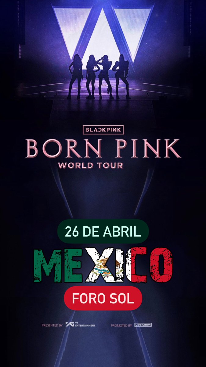 Blackpink 💜 México 🇲🇽
26 de Abril 🗓️
Foro Sol 🏟️

#BLACKPINK #BLACKPINK_WORLDTOUR #BLACKPINK_BORNPINK #BlackpinkMexico #Blackpink_Mexico #BLACKPINK_TIME