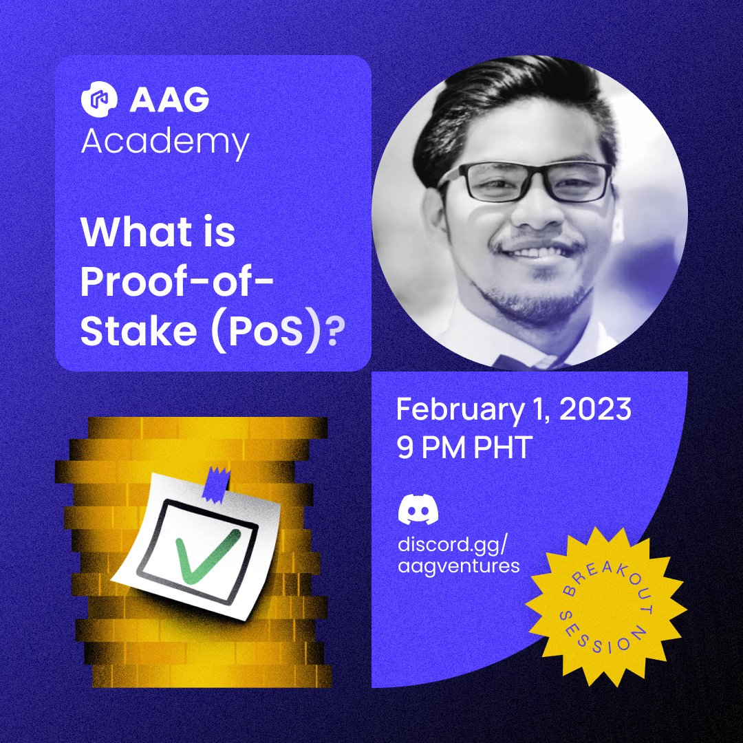 🏦 Have you ever tried #staking tokens previously but weren't sure how it worked or how it was verified? 🤔

Participate in our "Breakout Session" where we will talk about Proof-of-Stake (PoS) and how it functions.

👉 Every Wednesday at 9PM on Discord.
👉 linktr.ee/aagcommunity