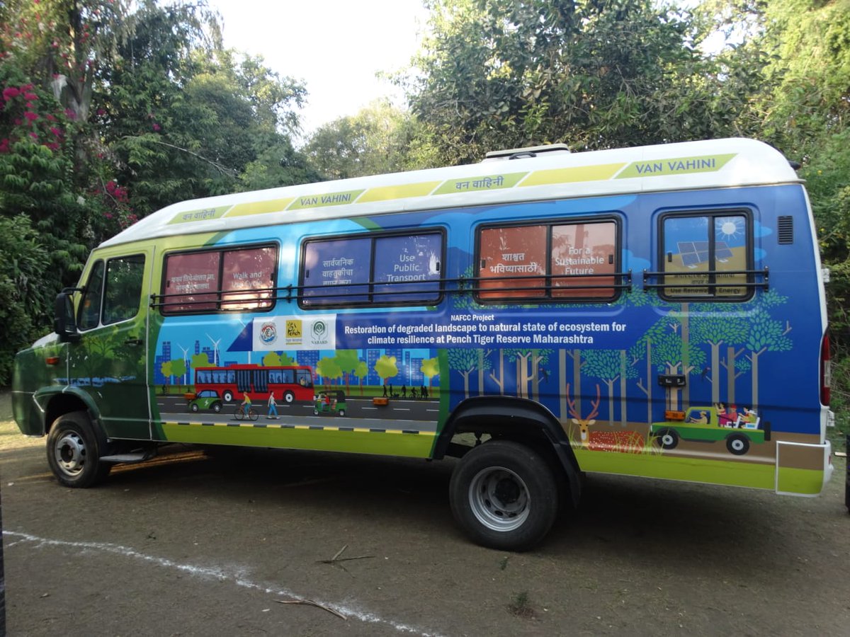 CEEahmedabad's tweet photo. #CEEStudio has completed the design and fitting out of a Mobile Exhibition Bus called "#VanVahini" for @PenchMP, #Nagpur. The bus was designed for Public Education and Awareness Programme on #ClimateChange and has now been handed over to the agency. https://t.co/bCdDTaHv26