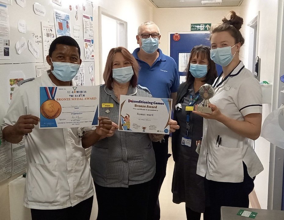 Extremely proud of team Rowan last week with our Bronze De-Conditioning Games Award! The team have worked really hard to promote patient mobility by helping patients get up, dressed and moving! Trophy is sitting happy at our nurses station 🎉🙌🏻
#PJParalysis