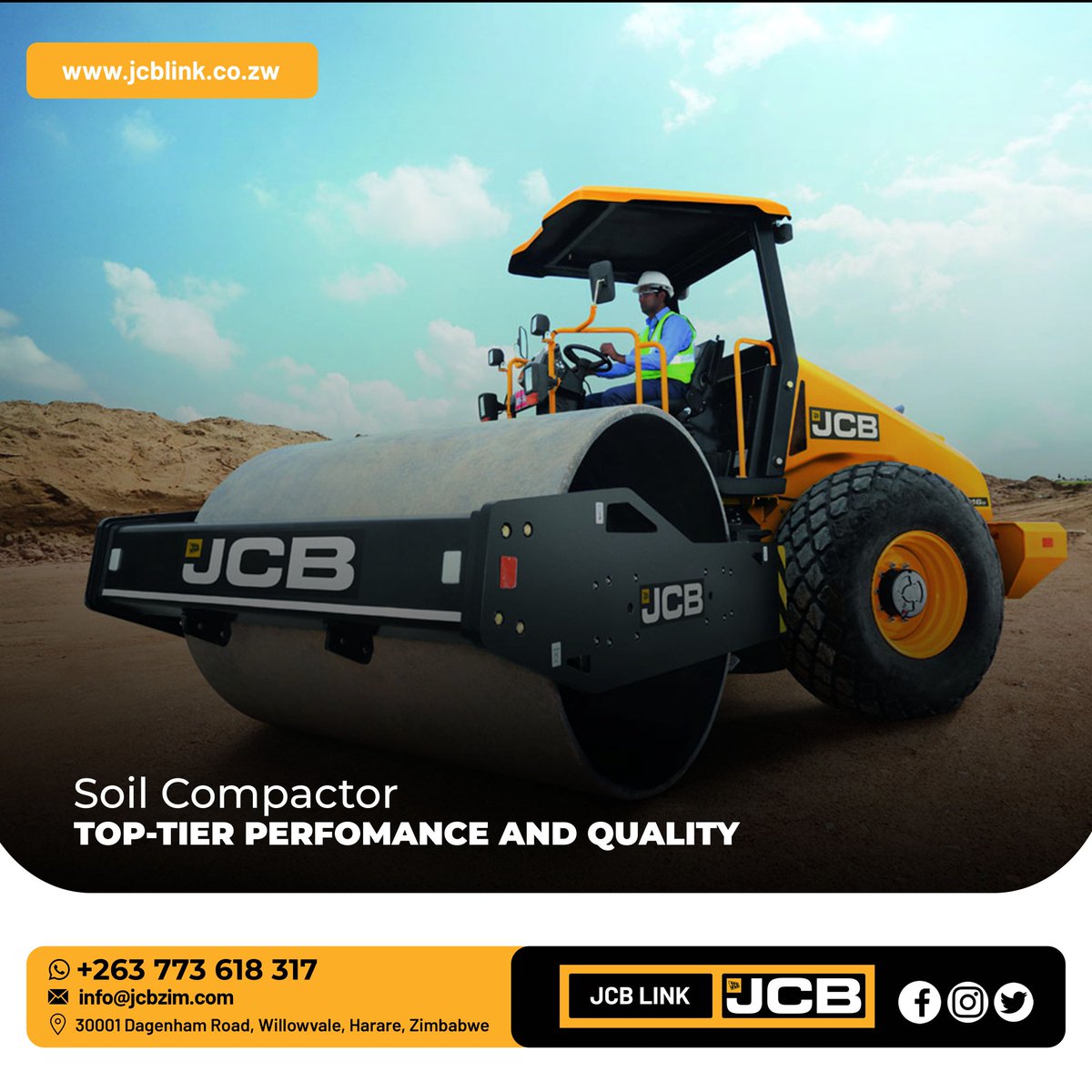 Road worth travelling.

With Vibromax’s heritage in the soil compaction market, and JCB’s reputation for build quality and design innovation, our roller range delivers unrivalled quality and reliability.

#JCBZim #soilcompactor #vibromax #JCB #roads #JCBmachines #Zimbabwe