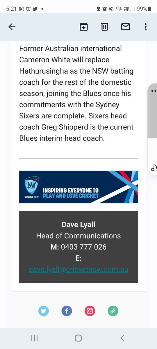 NSW assistant coach Chandika Hathurusingha leaves - and new assignment coach <a href="/CameronWhite152/">Cameron White</a> and interim head coach Greg Shipped (and <a href="/SixersBBL/">Sydney Sixers</a> too). Good luck, Cam. Melbourne to Sydney?