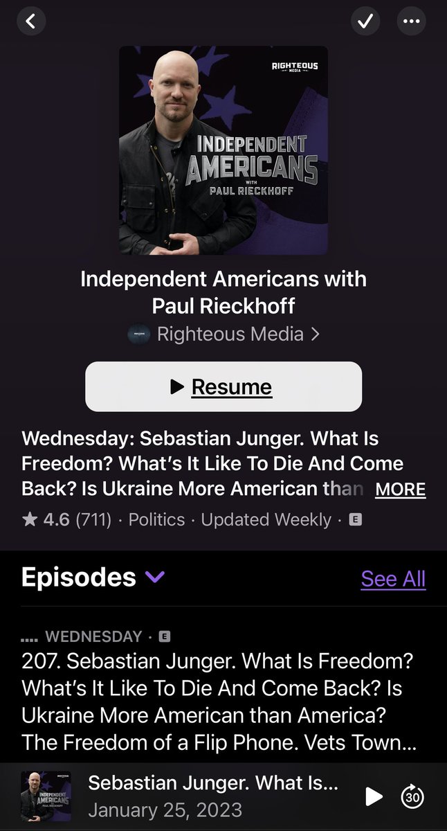 @PaulRieckhoff Paul, Sir, Excellent interview with @sebastianjunger on the #podcast #IndependentAmericans - I wish I had the voice of @elonmusk to promote this.