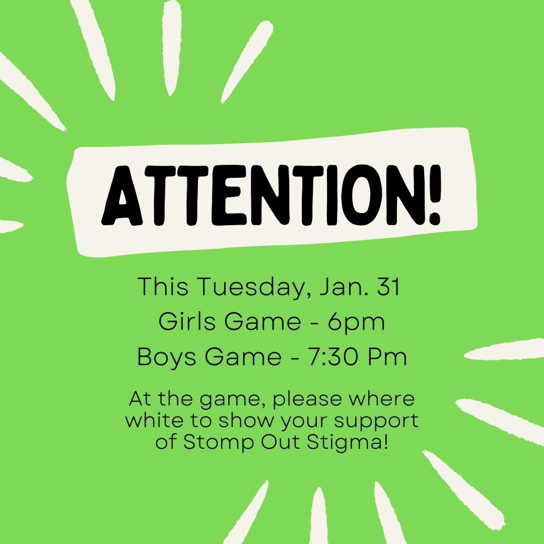 ❕TOMORROW ❕
Mental Health Awareness game tomorrow for the varsity basketball boys and girls! Wear your SOS shirts or white to show your support. You’ll see our own girls basketball team repping the shirts during warmups 💚💚