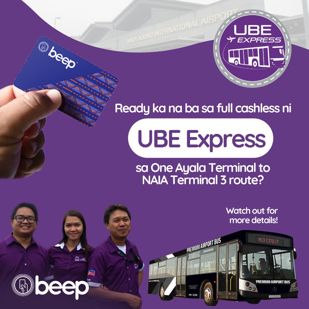 beep_card's tweet photo. Ka-beepers, bilang paghahanda sa full cashless transactions ng @ubeexpress bus with One Ayala Terminal to NAIA Terminal 3 route, make sure na may load ang inyong beep™ card para sure ang convenient and safe bus rides mo!
#beepcard #ibeepmona #lakasngbeep #beepCashless https://t.co/JrOhMox11y