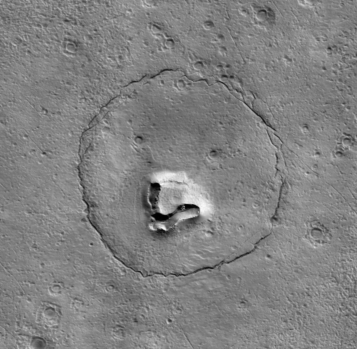 NEWS 🚨: NASA has discovered a crater on Mars that looks like the face of a bear