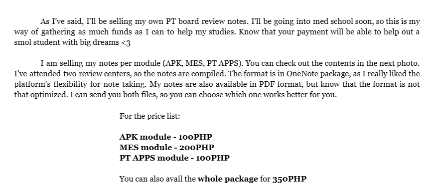 studymakki's tweet photo. hello everyone! <3

apologies for disappearing. i've finally finished prepping my notes, and with that, i'll be selling my own PTLE review notes to help you out. more details in the photos below^^

send me a DM for orders! 💌 https://t.co/ezqD3X5JcP