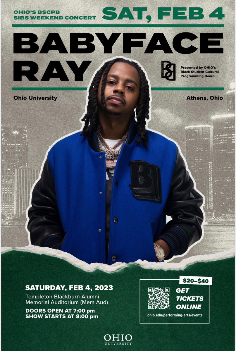 I know you weren't planning on missing the biggest event of the weekend! Make sure to buy your tickets to see Babyface Ray this Saturday 🥳 mpv.tickets.com/?agency=OHUV_P…
