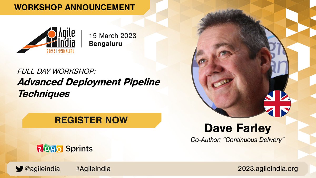 agileindia's tweet image. [FULL-DAY WORKSHOP] The #DeploymentPipeline is a central concept in #ContinuousDelivery. It represents an effective, controlled channel through which all changes destined for production pass. Join @davefarley77 for his #workshop at #AgileIndia: confng.in/HB4sp-9N