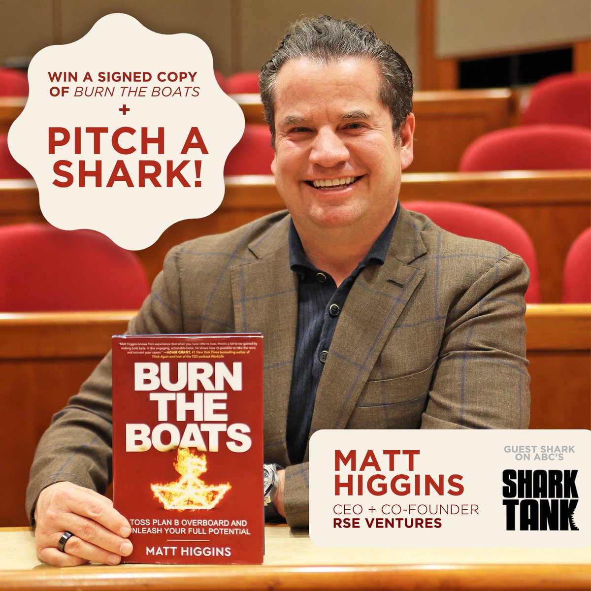 Giveaway time! Win a signed copy of Burn the Boats + pitch your business to a Shark! Or find out what really happens on the set of Shark Tank. Or ask me what it takes to level up in any area of your life.

Just RT &amp; enter your email:

docs.google.com/forms/d/e/1FAI…