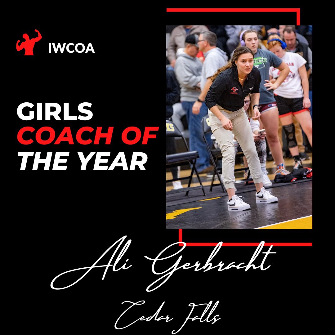 Congratulations to the Girls Coach of the Year Ali Gerbracht from Cedar Falls!