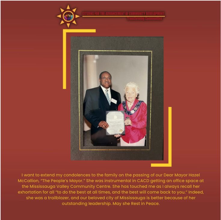 Mayor Hazel McCallion the Trailblazer.