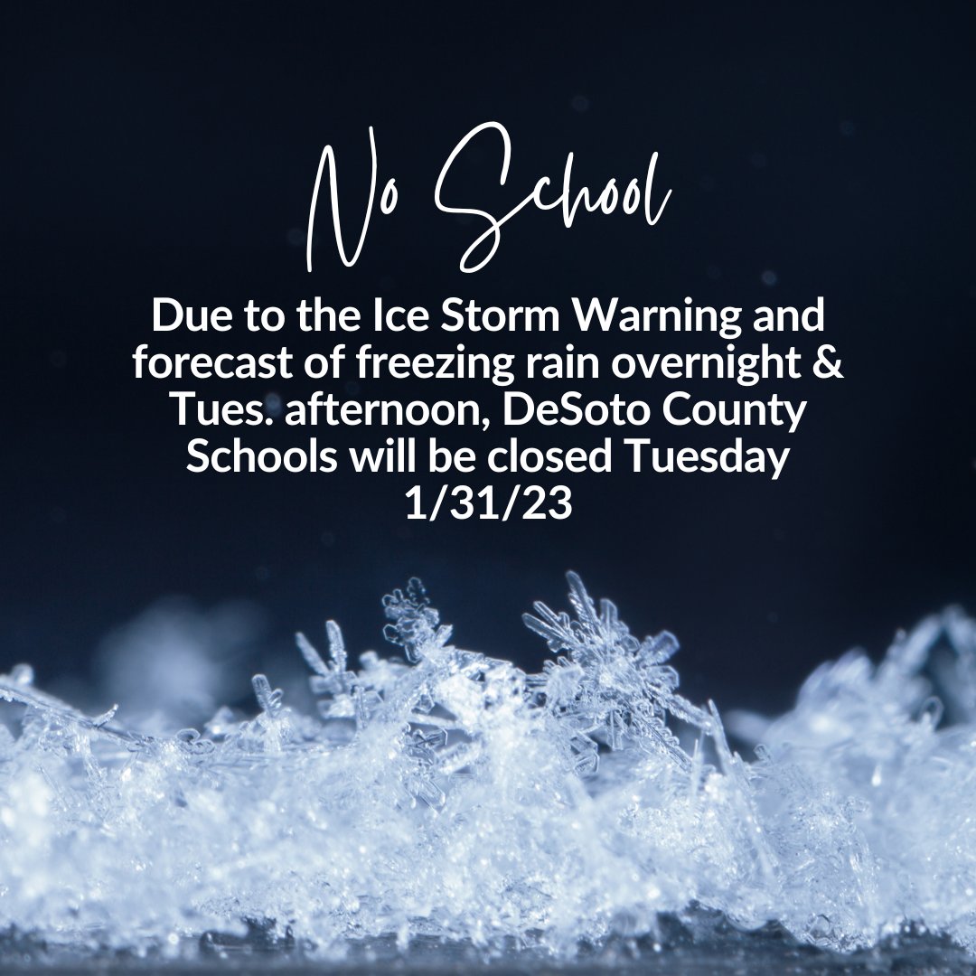 HSChargers's tweet photo. Due to the forecasted weather, DCS will be closed tomorrow (1/31/23). https://t.co/tKzcJQpMY5
