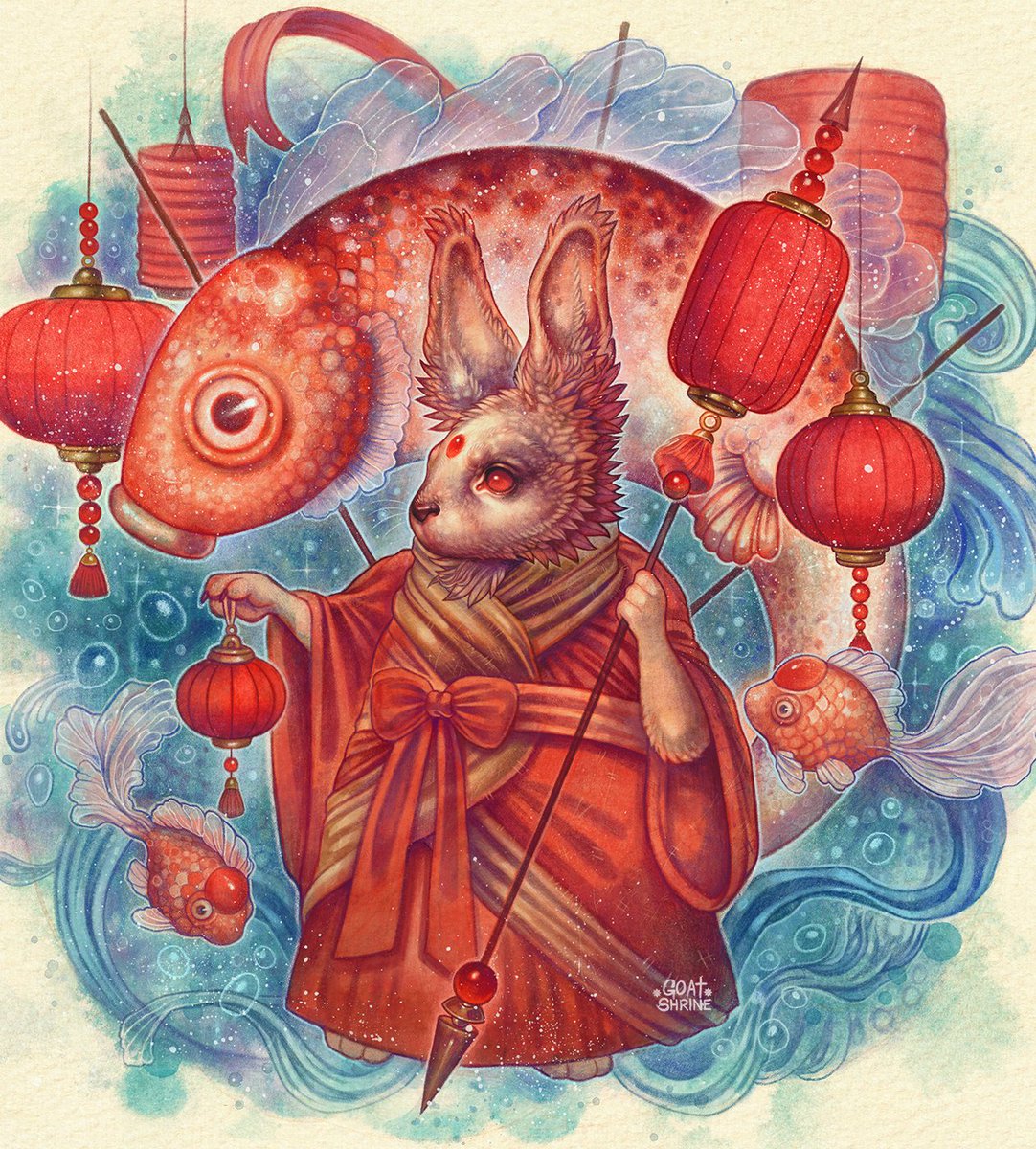 「Happy year of the Water Rabbit This excl」|𝔊𝔬𝔞𝔱𝔰𝔥𝔯𝔦𝔫𝔢 ☿ Looking for work!のイラスト