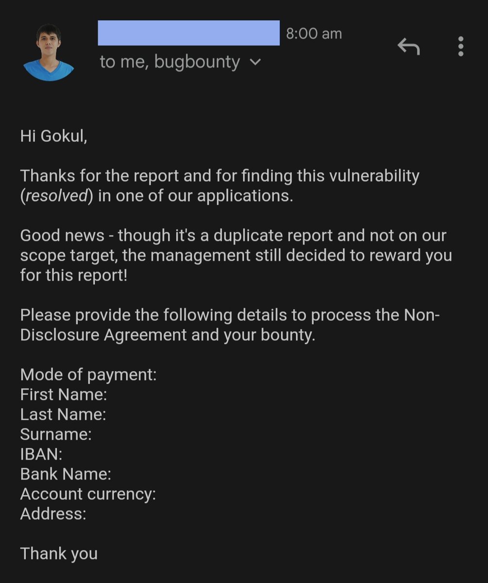 CodingGokul's tweet image. This Report is Duplicate + Not in Scope

But it&apos;s a P1 Report, P1 never fails !

[+] Bug : phpinfo page leads to full aws s3 access 

#bugbounty #pentesting #webpentesting #cybersecurity #hackerone #bugbountytips #ethicalhacking #reports #bounty #hacking