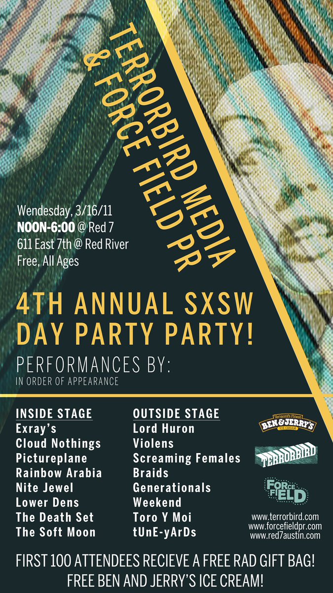 If you’re ever on the fence about going to #sxsw, here are flyers for day parties we threw in 2009, 2010 &amp; 2011. Just imagine seeing all of these bands for FREE in a small room. Lineup for our 2023 show TBA very soon