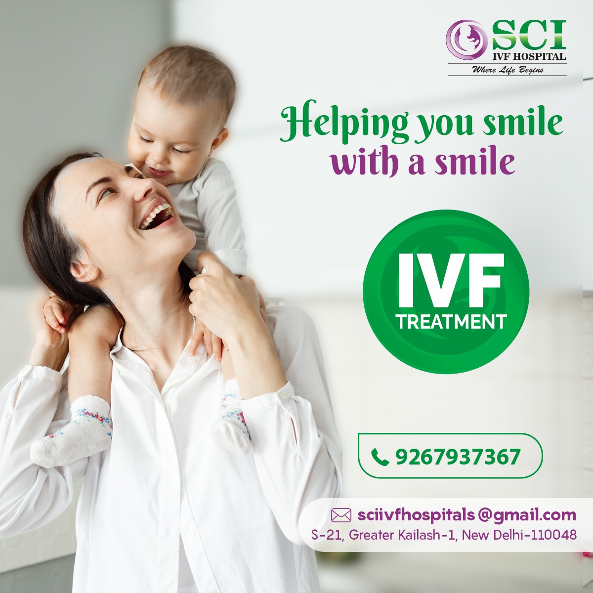 Helping you to smile with a smile, Start IVF treatment with SCI IVF Hospital.

Call to IVF specialist to discuss about IVF treatment options.
✉ sciivfhospitals@gmail.com
📲 + 91 9267937367

#parenthood #IVF #pregnancy #ivftreatment #ivfclinic #ivfcost #SCIIVFHospital