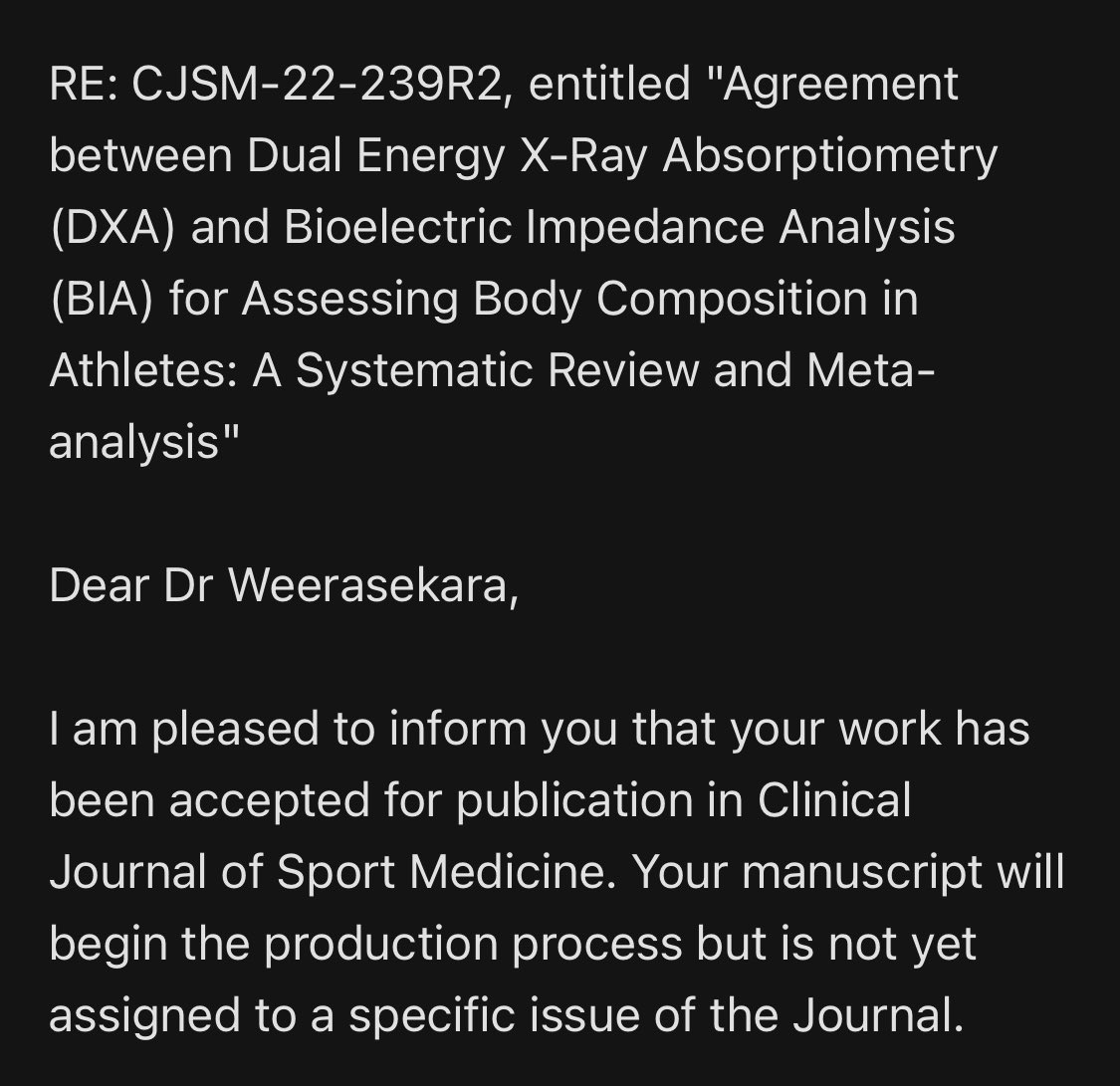 IshankaMW's tweet photo. First of the year!
Assessing body composition in athletes? ➡️DEXA or BIA?
Stay tuned! This #systematicReview and #metaAnaysis will be published soon @CJSMonline
#Honoursproject @UONRT @UONHealthScien1
Well done 👏Mawunya @DaphneJamesUON @MelShieldsUoNNM @becwilliams_uon https://t.co/g4V0jhGXKO