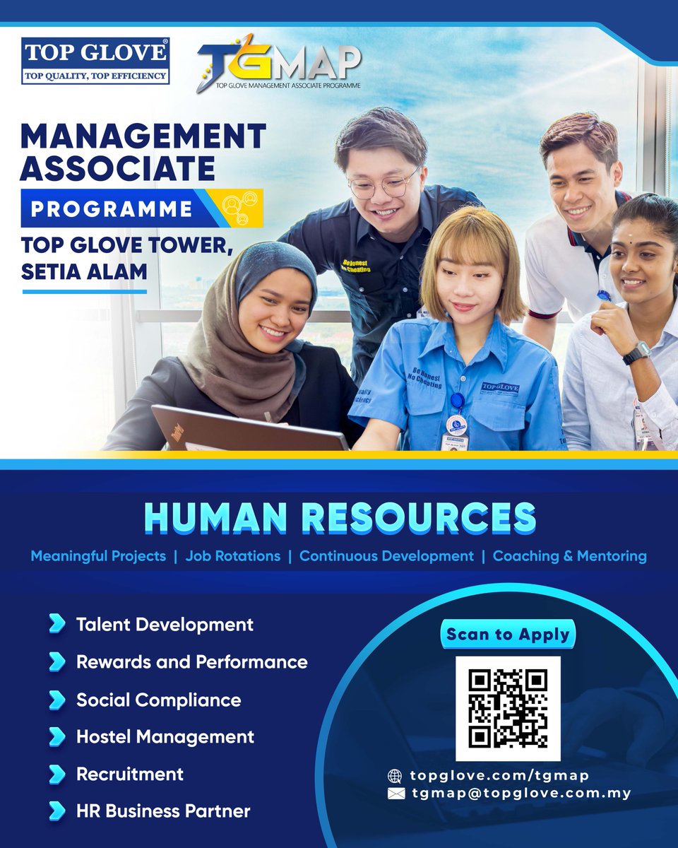 topglovecorp's tweet photo. Top Glove has a special intake for Management Associates. Seats are limited, so don't miss your chance! Apply now at: https://t.co/Vgnl2HFdII
Want to know what it's like to be a Management Associate at Top Glove? Watch this video to find out ๐ https://t.co/a34asN0OLE
#TGMAP https://t.co/zYbl3aAX39