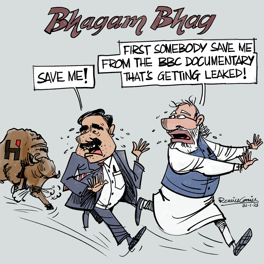 RemyFernandes15's tweet image. Bhagam Bhag in real life 😁
#HindenburgReport #Adaniscam #BBCDocumentaryRow