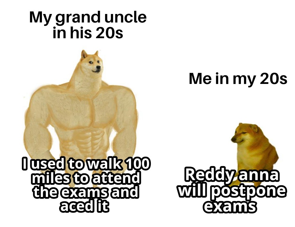Uncleboob1's tweet photo. #RGUHS #postponeRS3andRS4exams #postponembbs #depression #DOGE https://t.co/bmVmb438PG