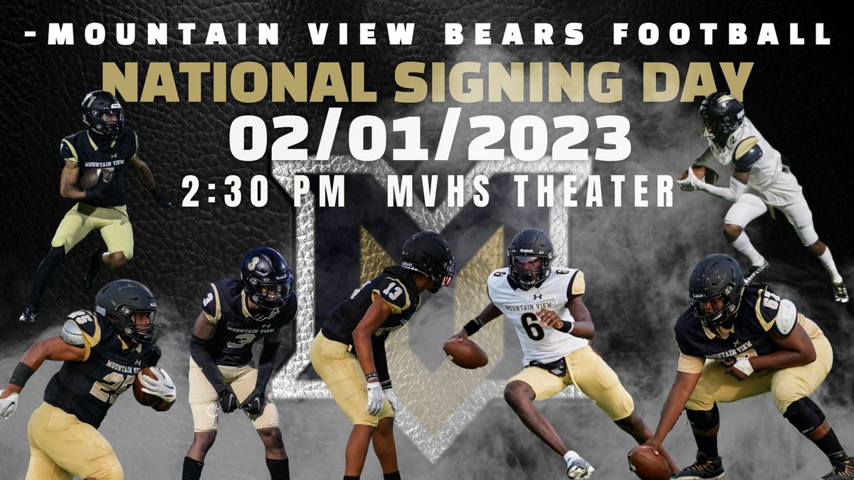 MVFootballBears's tweet image. See you in the theater as we celebrate our SEVEN signees. WE AREN'T DONE EITHER! 2:30, Theater, February 1.
